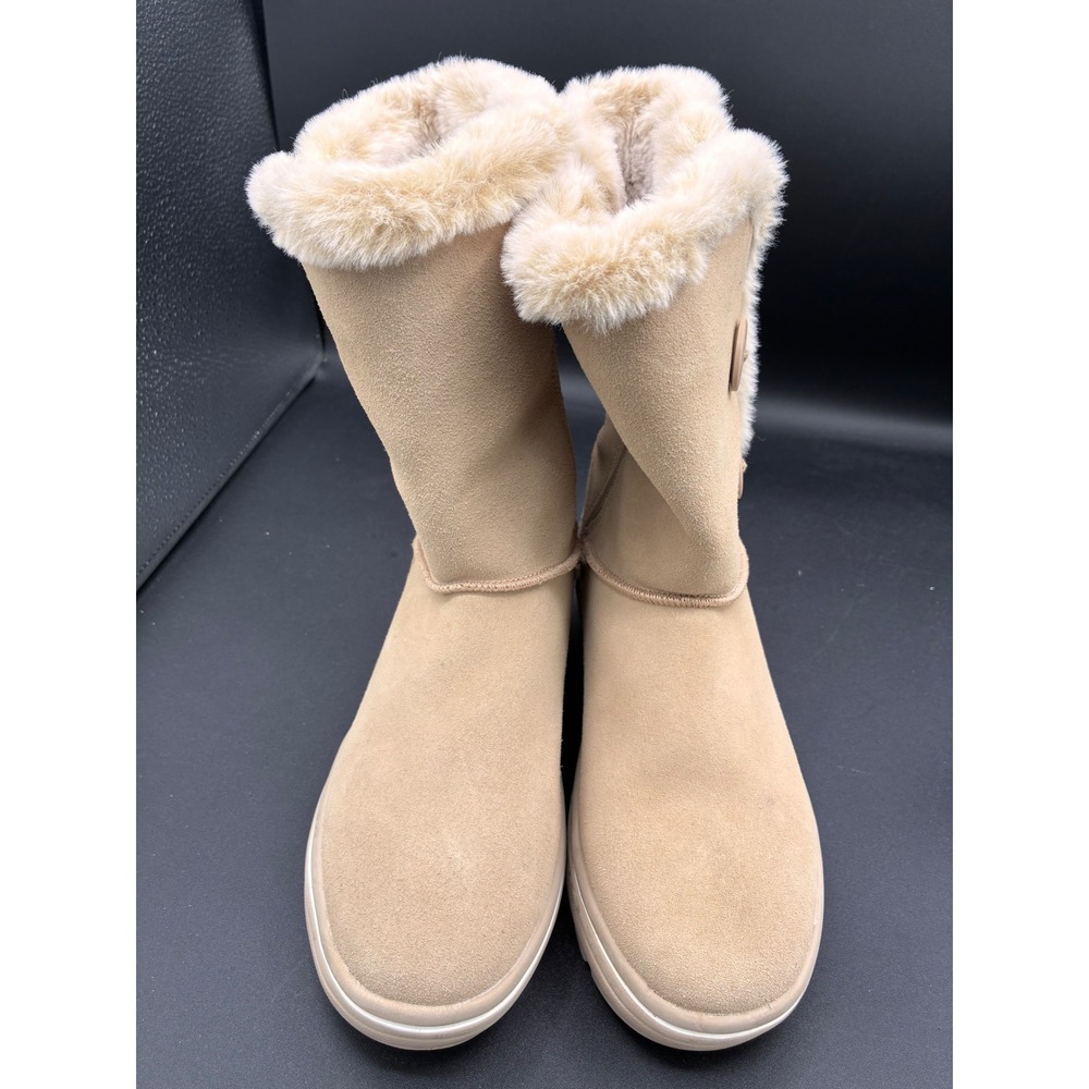 Skechers Keep Sneaks 49864 Women Sand Leather Faux Fur Winter Boots Size 7 - Picture 6 of 9